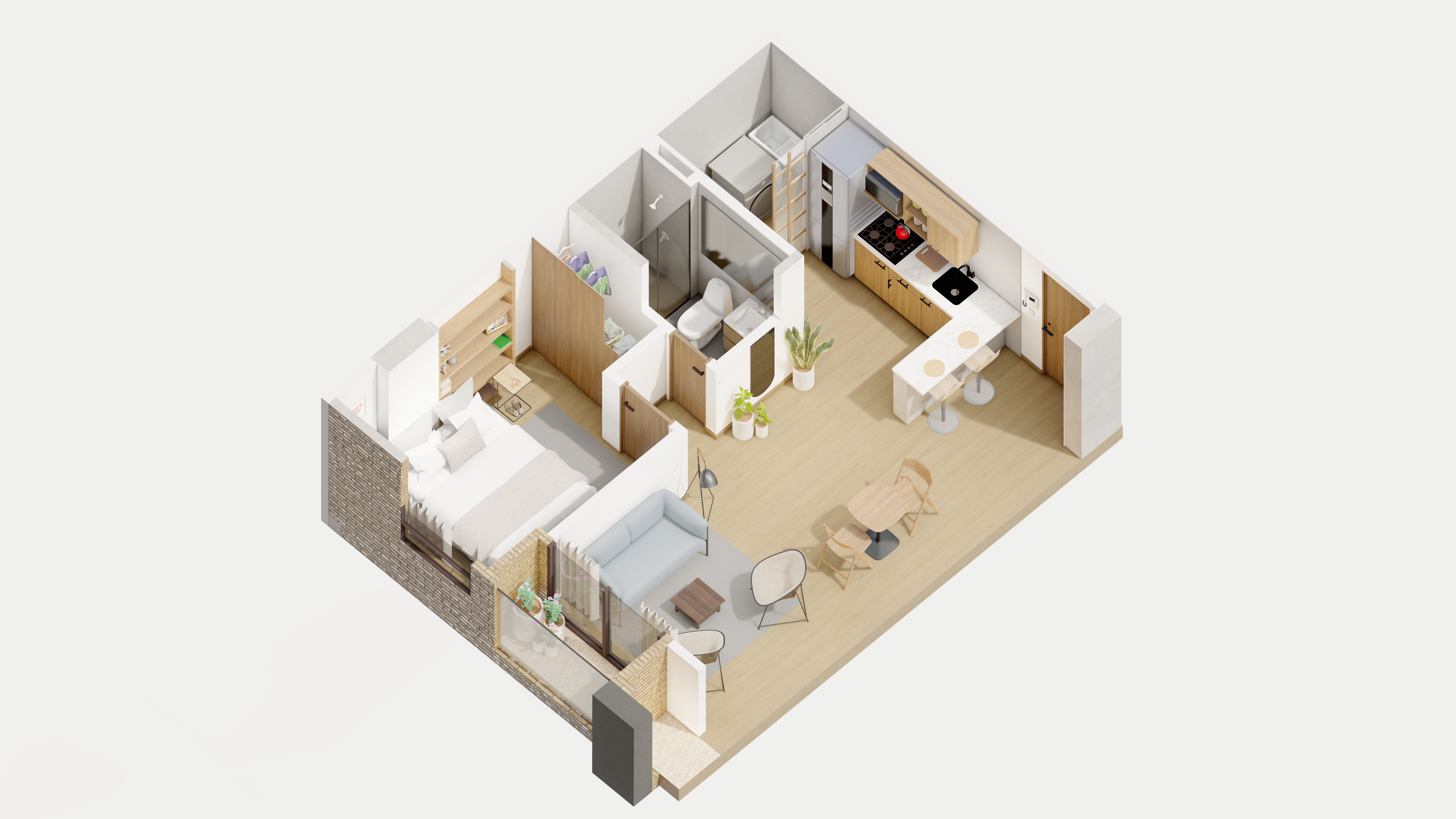 1 habitación con acabados