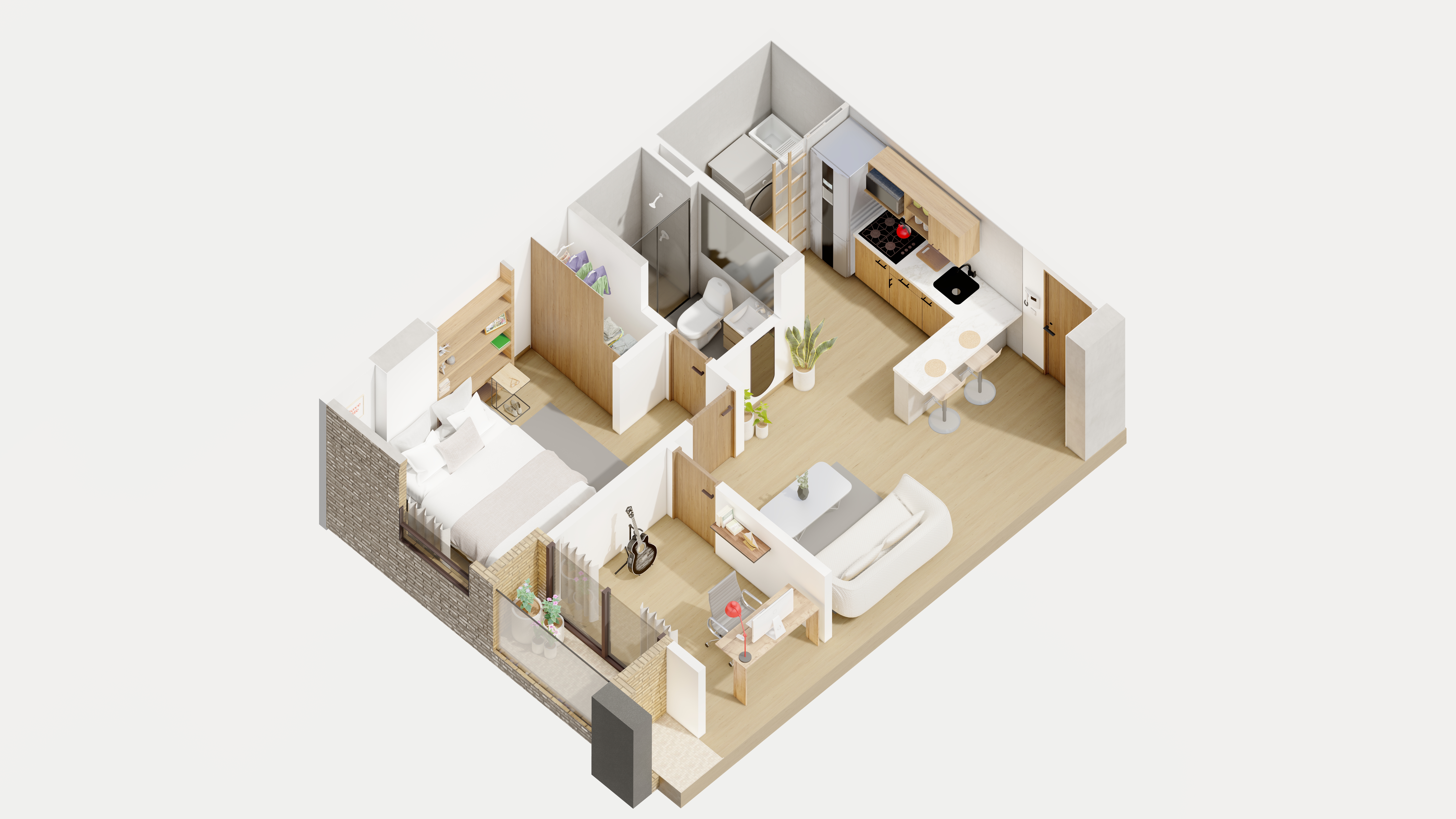 2 habitaciones con acabados