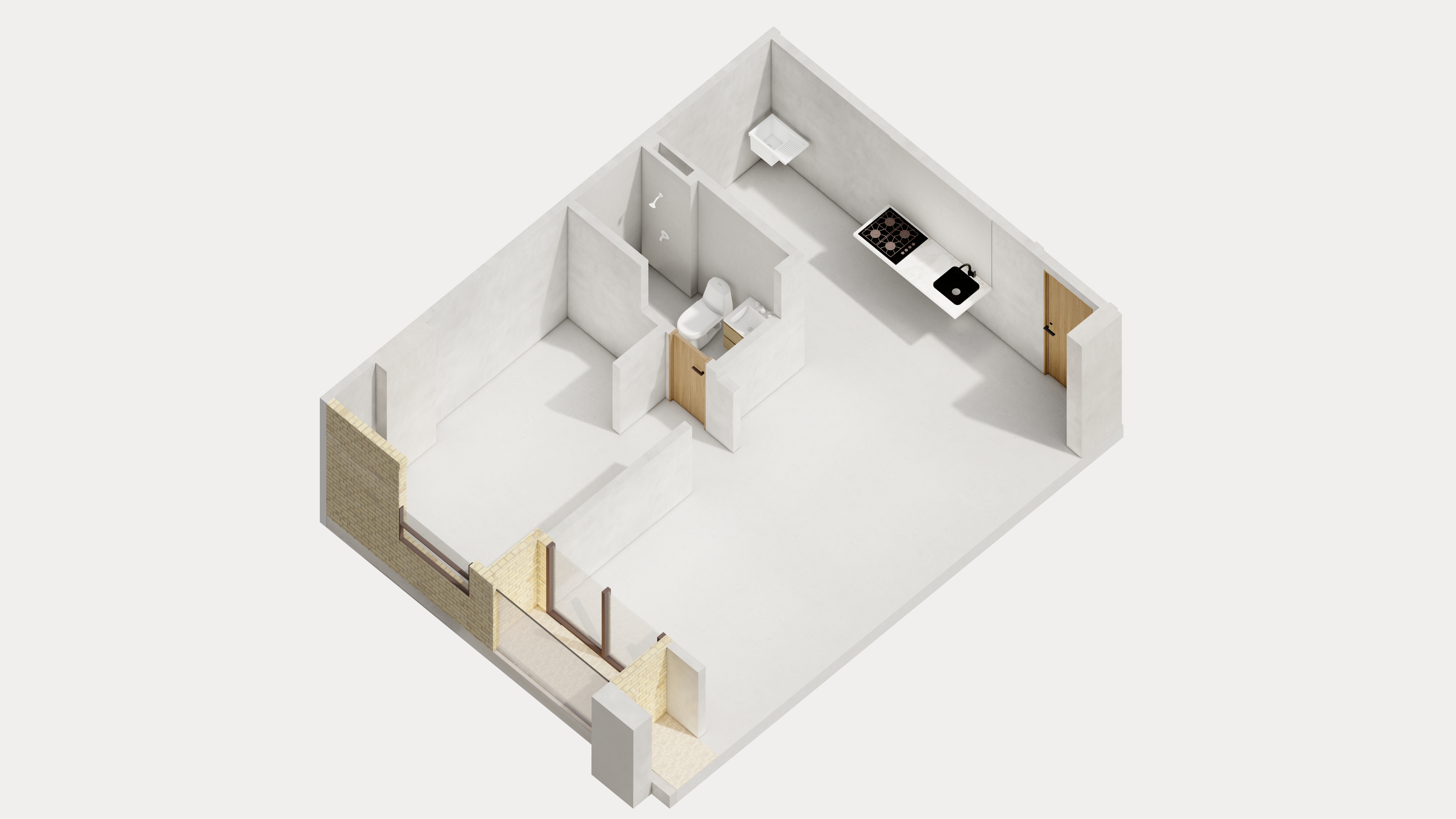 1 habitación en obra gris